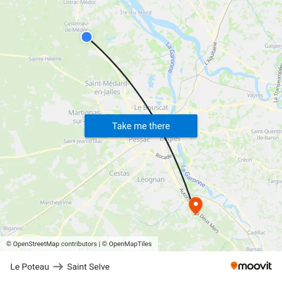 Le Poteau to Saint Selve map