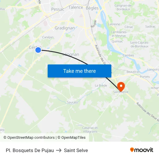 Pl. Bosquets De Pujau to Saint Selve map