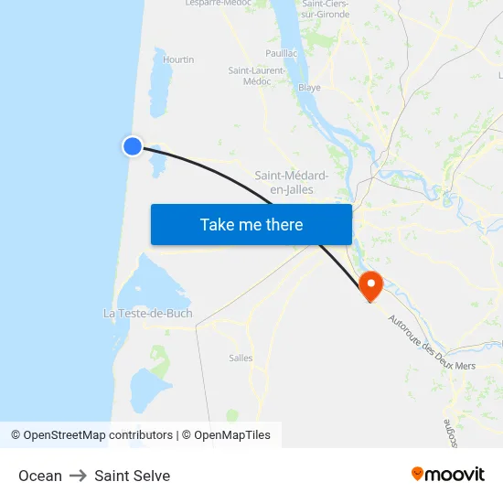 Ocean to Saint Selve map