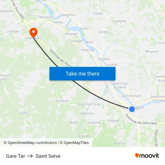 Gare Ter to Saint Selve map