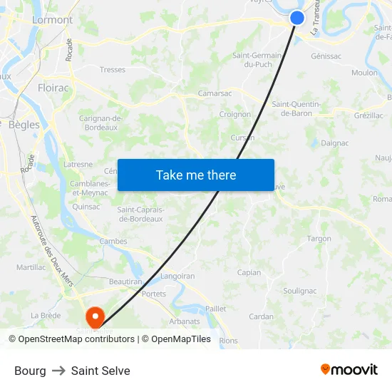 Bourg to Saint Selve map
