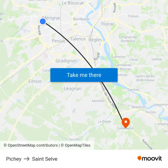 Pichey to Saint Selve map