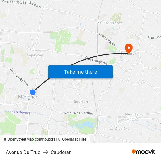 Avenue Du Truc to Caudéran map
