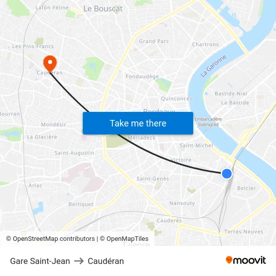 Gare Saint-Jean to Caudéran map