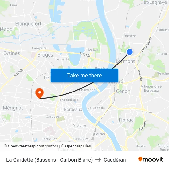 La Gardette (Bassens - Carbon Blanc) to Caudéran map