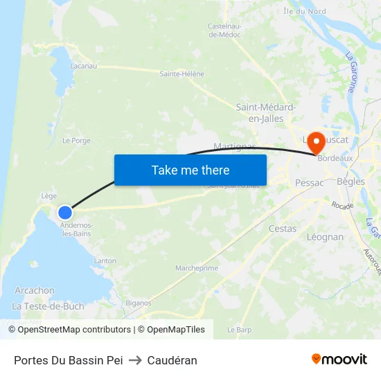 Portes Du Bassin Pei to Caudéran map