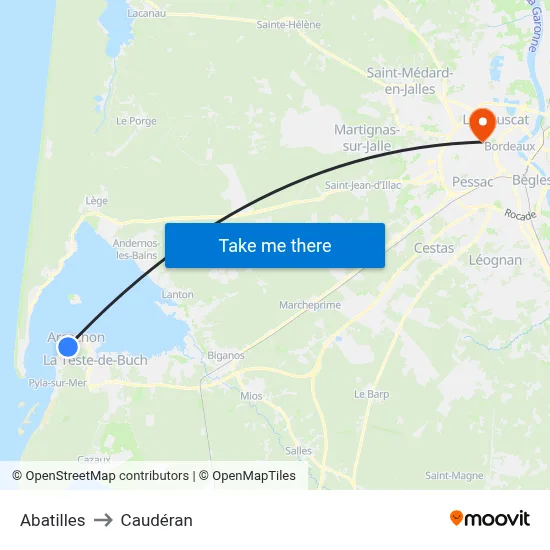 Abatilles to Caudéran map