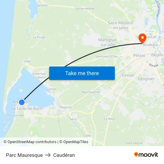 Parc Mauresque to Caudéran map