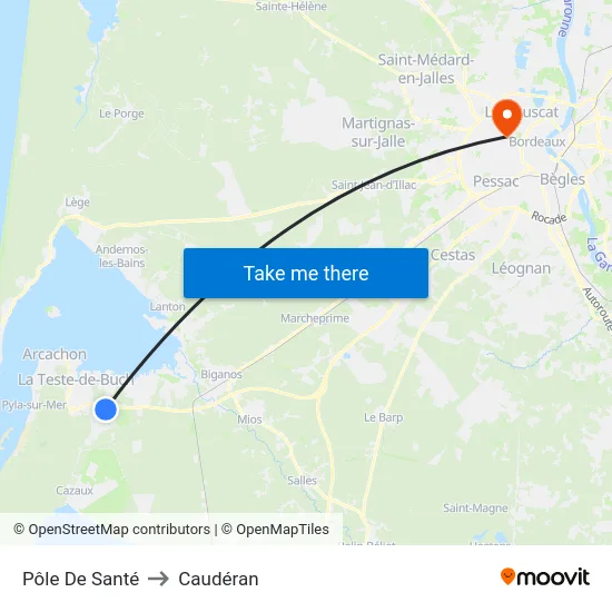 Pôle De Santé to Caudéran map