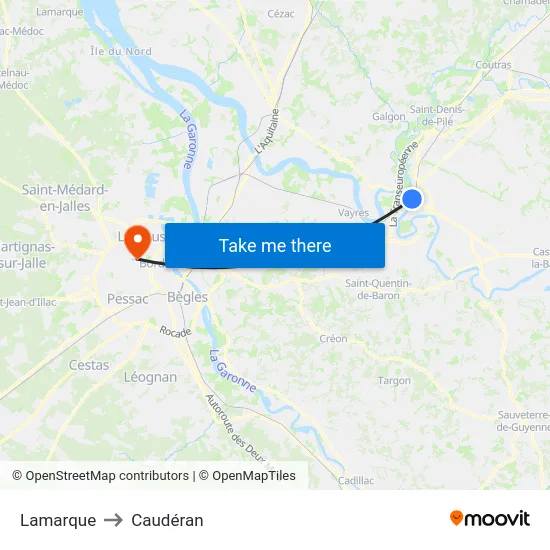 Lamarque to Caudéran map