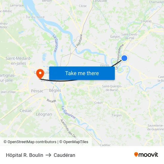 Hôpital R. Boulin to Caudéran map