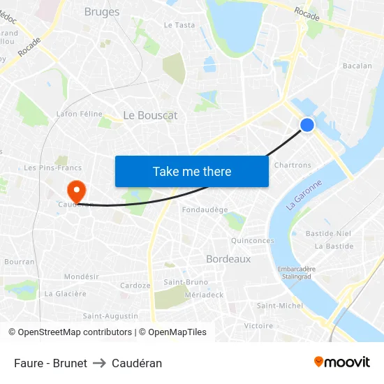 Faure - Brunet to Caudéran map
