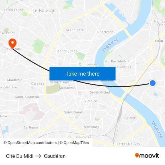 Cité Du Midi to Caudéran map