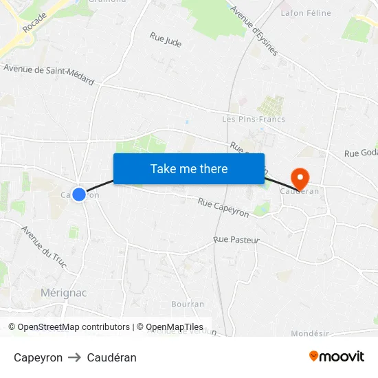 Capeyron to Caudéran map