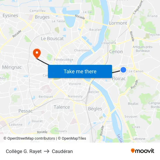 Collège G. Rayet to Caudéran map