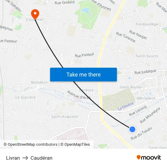 Livran to Caudéran map
