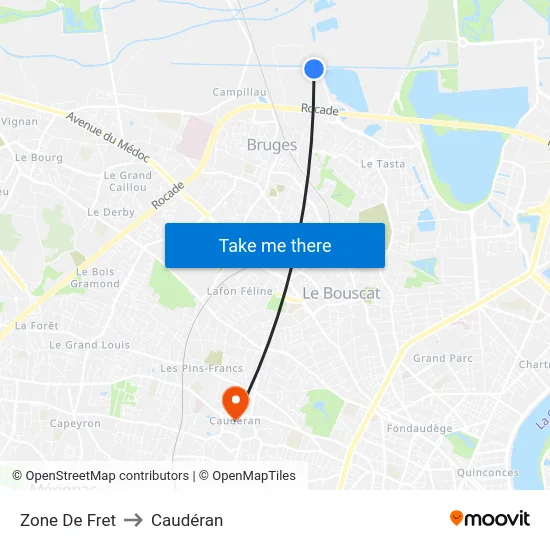 Zone De Fret to Caudéran map