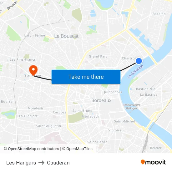 Les Hangars to Caudéran map