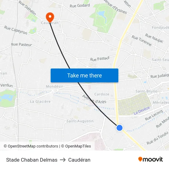 Stade Chaban Delmas to Caudéran map