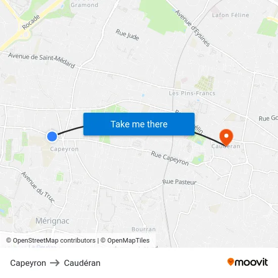 Capeyron to Caudéran map