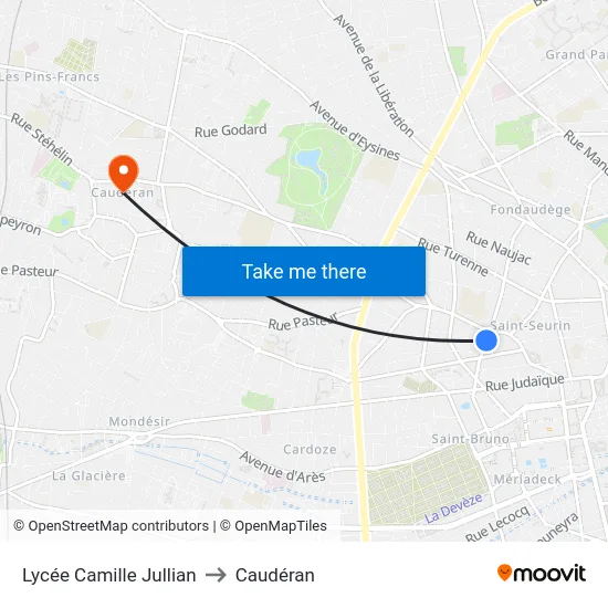Lycée Camille Jullian to Caudéran map