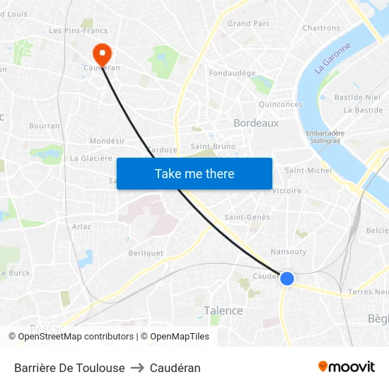 Barrière De Toulouse to Caudéran map
