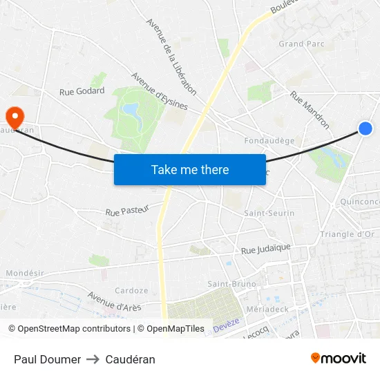 Paul Doumer to Caudéran map