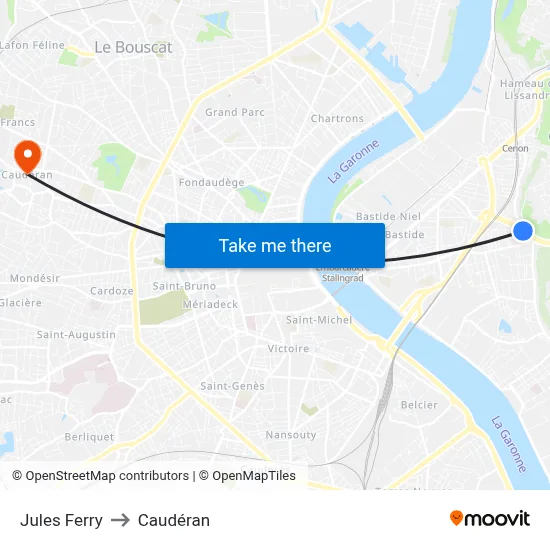 Jules Ferry to Caudéran map