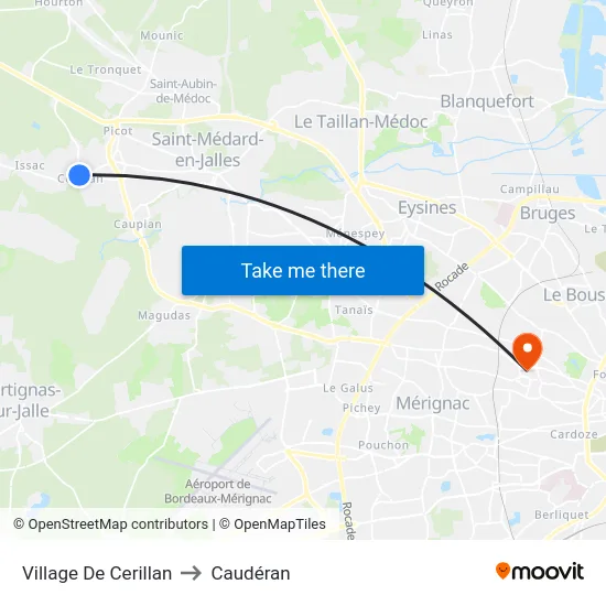 Village De Cerillan to Caudéran map