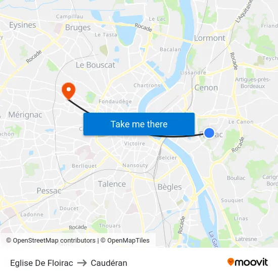 Eglise De Floirac to Caudéran map