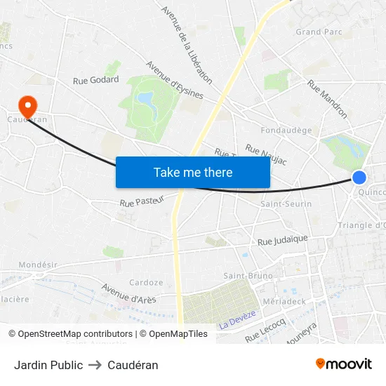 Jardin Public to Caudéran map