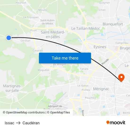 Issac to Caudéran map