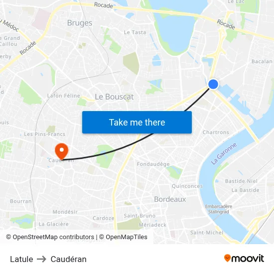Latule to Caudéran map