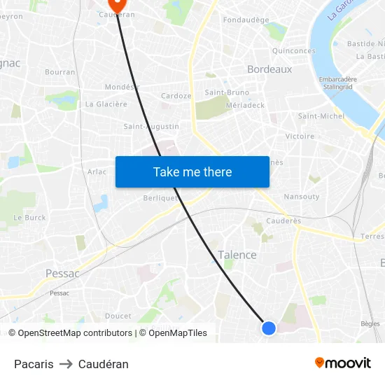 Pacaris to Caudéran map