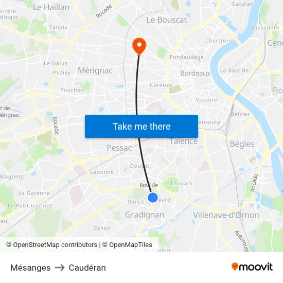 Mésanges to Caudéran map