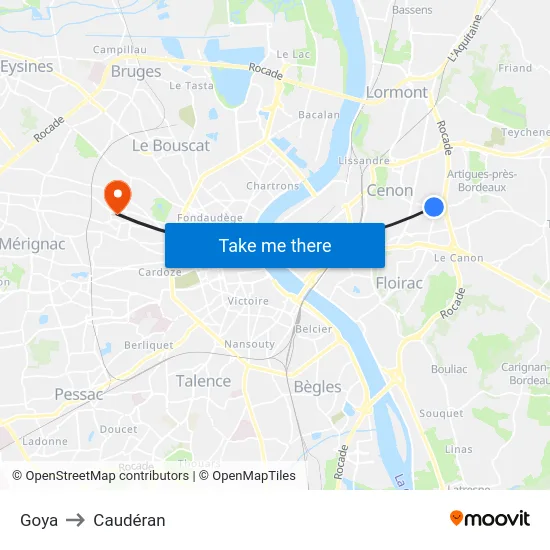 Goya to Caudéran map