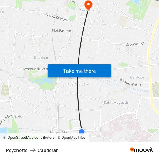 Peychotte to Caudéran map