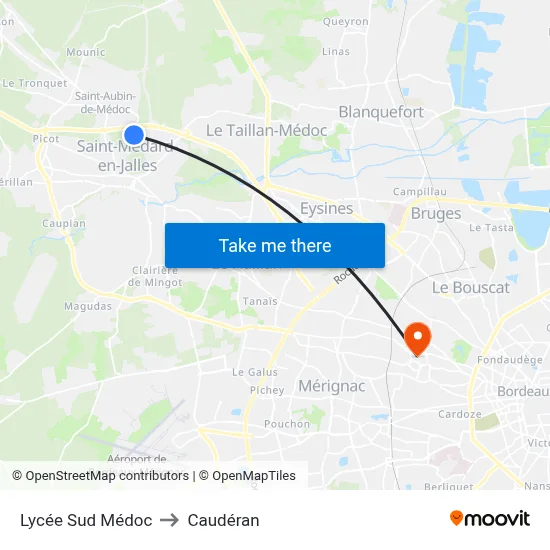 Lycée Sud Médoc to Caudéran map