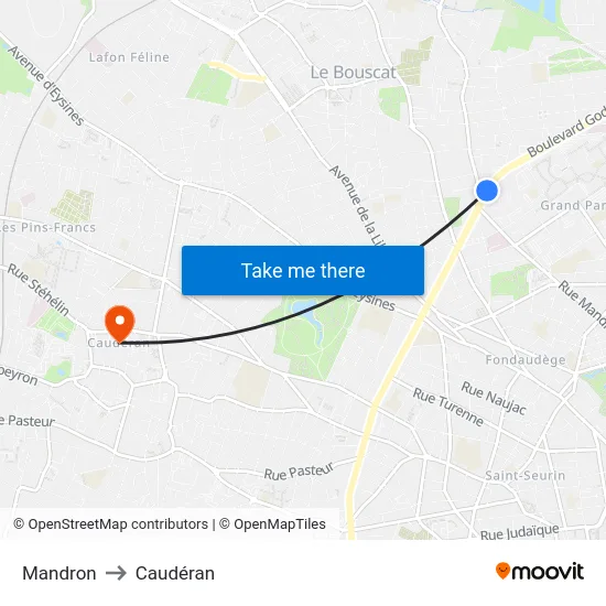 Mandron to Caudéran map