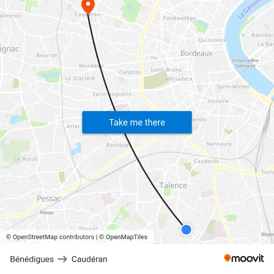 Bénédigues to Caudéran map