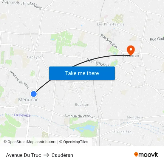 Avenue Du Truc to Caudéran map