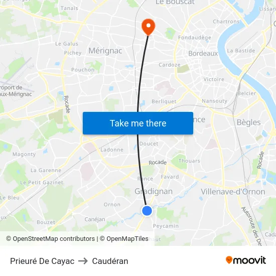 Prieuré De Cayac to Caudéran map