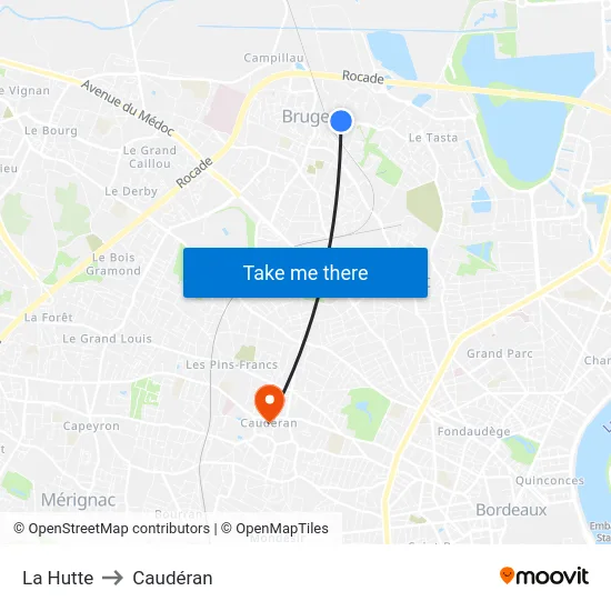 La Hutte to Caudéran map