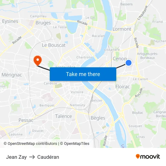 Jean Zay to Caudéran map