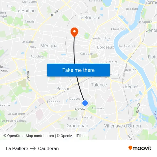 La Paillère to Caudéran map