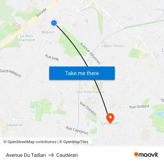 Avenue Du Taillan to Caudéran map