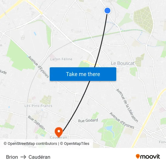 Brion to Caudéran map
