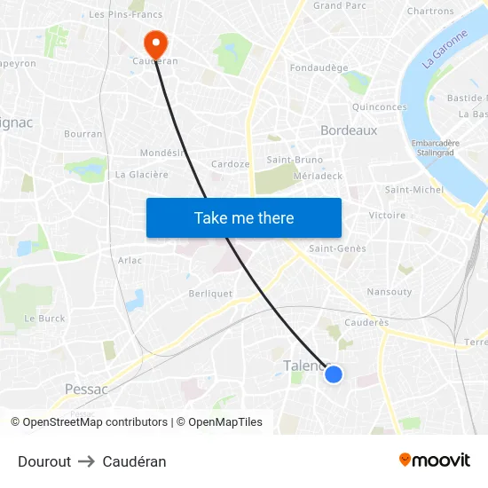 Dourout to Caudéran map