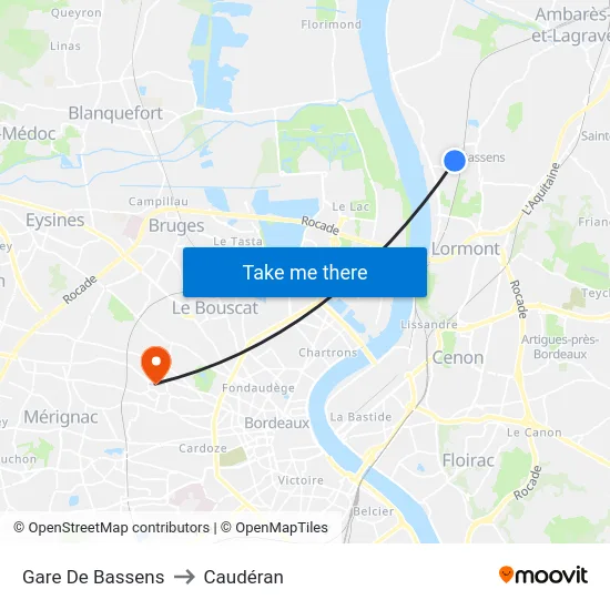 Gare De Bassens to Caudéran map