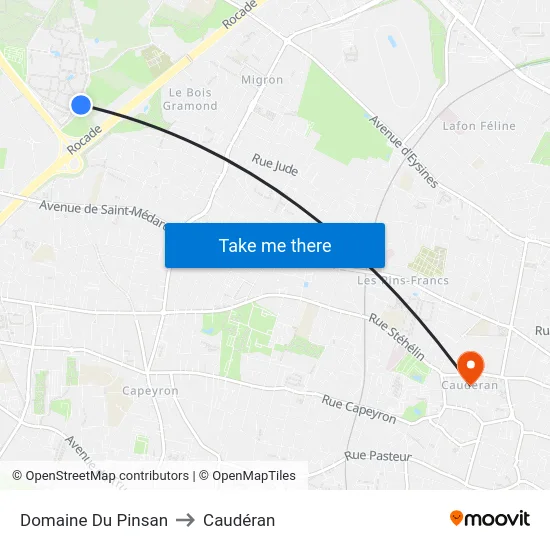 Domaine Du Pinsan to Caudéran map